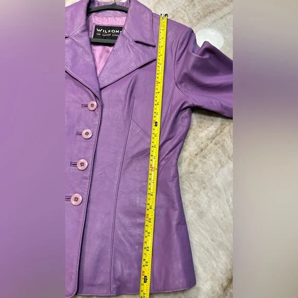 Vintage Pelle Studio Lilac Leather Blazer Womens S | Lambskin by Wilsons The Lea - Picture 8 of 9